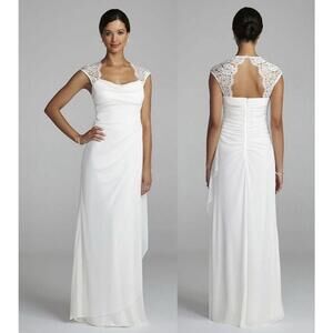 Xscape 10 White Lace Cap Sleeve wedding rehearsal bridal